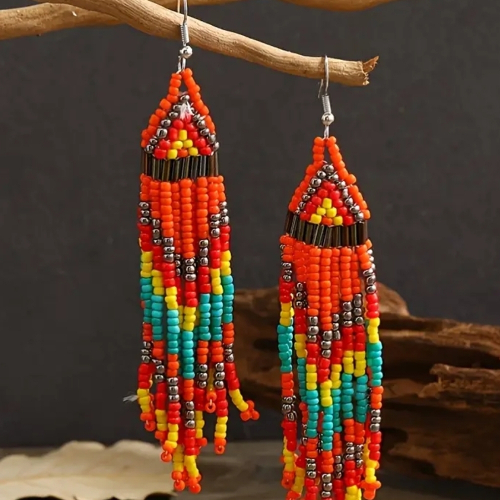 Boho seed bead earrings NWT